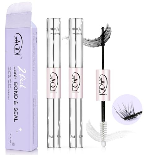 GAQQI Lash Cluster Glue, Lash Bond and Seal Waterproof, Bond & Seal Eyelash Glue for Eyelash Cluster, Eyelash Adhesive Black Long-Lasting 72H, Latex-Free (Pack of 2)