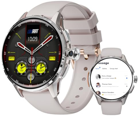 LOKMAT Scheda SIM 4G Android Smart Watch, schermo grande AMOLED da 1,6 pollici, 3 GB + 32 GB, smartwatch per uomini e donne con fotocamera girevole, WiFi, GPS, orologio fitness tracker (argento)