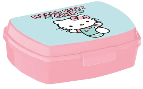 Maricart Lunch Box Hello Kitty Girl Power per Bambina e Ragazza 17x12x6,5 cm – Portamerenda Scuola BPA Free con Chiusura a Scatto – Contenitore Snack Compatto