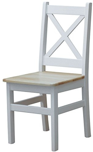 k koma Stuhl Kreuzstuhl weiß MASSIV Kiefer Holz -NEU Landhausstil MASSIVHOLZ (Kiefer LACKIERT)