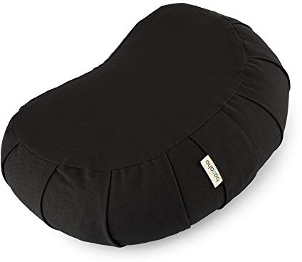 basaho CRESCENT Zafu Meditationskissen Yogakissen | Bio-Baumwolle | Buchweizenschalen | Abnehmbarer und waschbarer Bezug (Zen Schwarz)