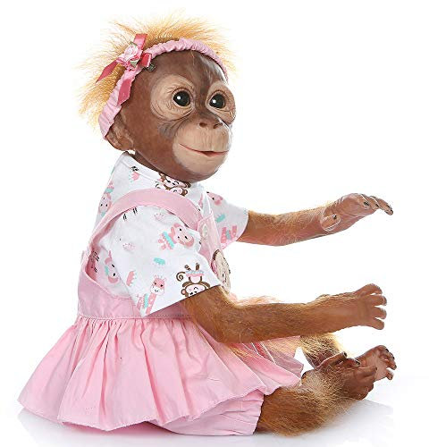 iCradle 21 Realistische Reborn Babypuppen Weiche Silikon Vinyl Kleinkind Reborn Baby Monkey Doll Magnetisch Mund (Pink)