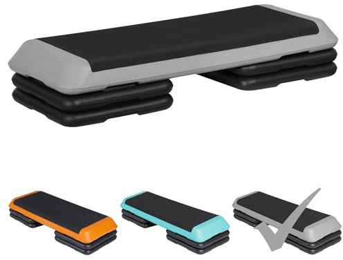 JupiterForce 43 Adjustable Workout Exercise Step Platform, Aerobic Steppers for Exercise with 4 Removable Risers for Home Gym Strength Training