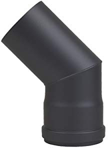 LANZZAS Pelletrohr Bogen 45° Grad im Durchmesser DN Ø 80 mm, in schwarz, Pelletbogen, Ofenrohr Bogen, für Pelletofen