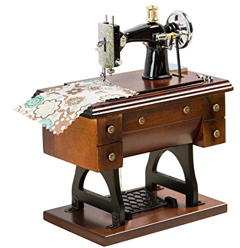 Mr.Winder Sewing Machine Music Box Gift, Wooden Vintage Musical Box Christmas Anniversary Birthday Gifts for Mom Wife Grandma Friend Wind Up Mechanical Melody Fur Elise