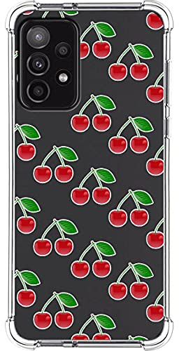 Tumundosmartphone Coque Silicone Anti-Chocs pour Samsung Galaxy A52/A52 5G Design Dessins - Cerises