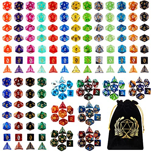 Coyeekn Polyedrische Würfel Set, 25 x 7 (175 Stück) Doppel-Farben Polyeder würfel DND Würfel für Dungeons and Dragons Tischrollenspiele Würfel D4 D8 D10 D12 D20