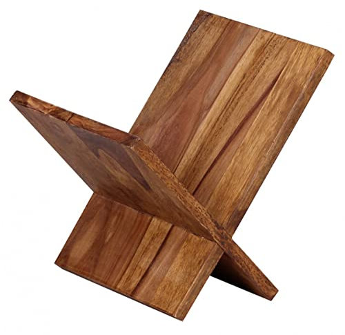 möbelando Zeitungsständer Mumbai Massivholz Sheesham X-Form 31 cm Zeitschriften-Ständer Design Prospekt-Halter Landhaus-Stil