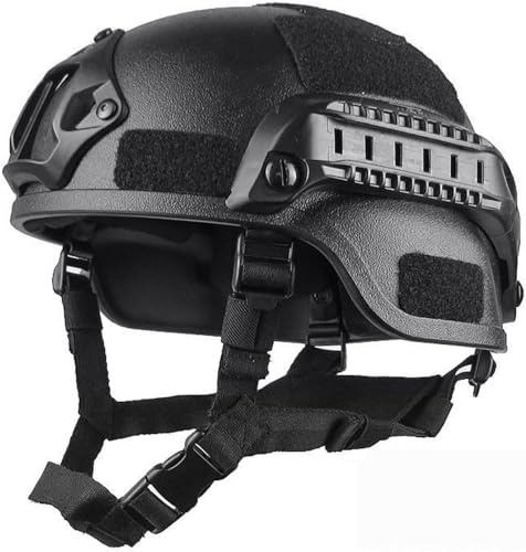 aleawol Tactical Black Airsoft Helmet, Adjustable Lightweight Game Fast Helmet for Outdoor Sport Airsoft Paintball CS Halloween Cosplay Party
