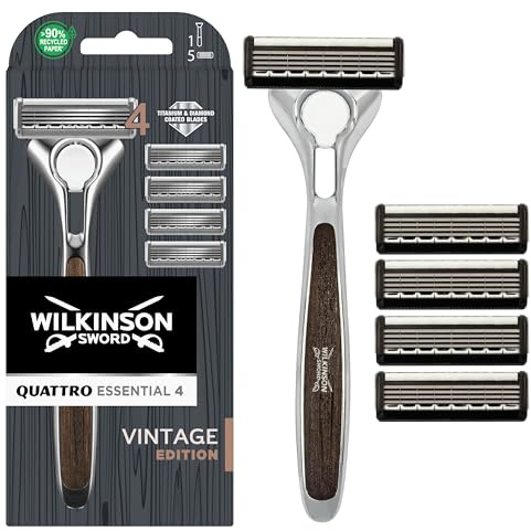 Wilkinson Sword - Fyra Vintage Edition rakhyvel - Förpackning med 1 handtag och 5 laddningsblad