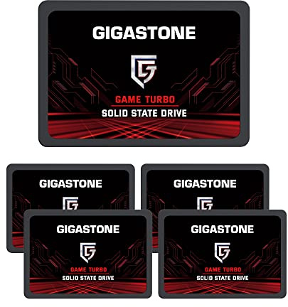 Gigastone Game Turbo 128GB Paquete de 5 Unidades Disco Duro SSD Interno, Unidad de Estado Sólido 3D NAND, SATA III 6 GB/s 2,5 Pulgadas, Lectura de hasta 520 MB/s para PS4, Portátil, Escritorio, PC