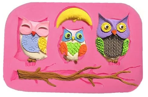 AMLOH Kuchen Dekorieren Formen 2 Stück Baumkronen-Eulen-Kuchen-Fondant-Frosch-Form Schokoladen-Silikon-Backform