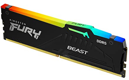 Kingston FURY Beast Nero RGB 64GB (4x16GB) 5200MT/s DDR5 CL40 DIMM Memoria Gaming per Computer Fissi Kit da 4 Intel XMP - KF552C40BBAK4-64