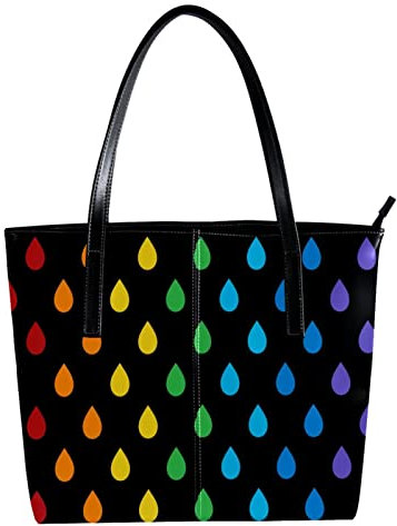 Schultertasche, leicht, lässig, Schultasche, Lehrertasche, Handtasche, Geldbörse, buntes Tropfenmuster mit schwarzem Hintergrund, Mehrfarbig