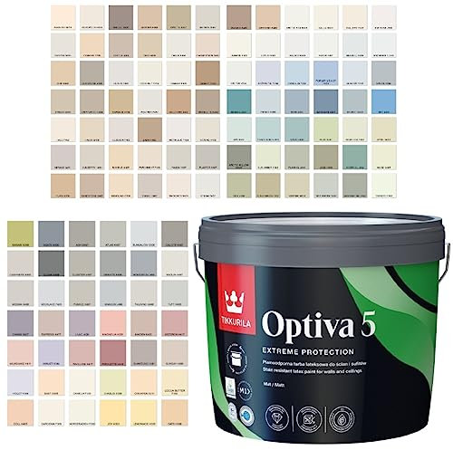 TIKKURILA Wandfarbe Deckenfarbe Küchenfarbe Hausfarbe Farbe Optiva Matt 5 Farben Hell zur Auswah 2,7L