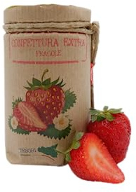 Confettura extra Di Sicilia, Marmellata gusto Fragola, Prodotto Artigianale con Frutta di Sicilia 370g