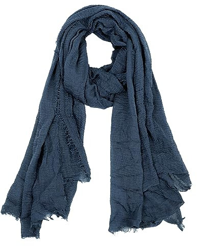 Van Der Rich ® - Schal mit fein gekreppter Oberfläche für Damen und Herren (22-Dunkeldenim, One Size)