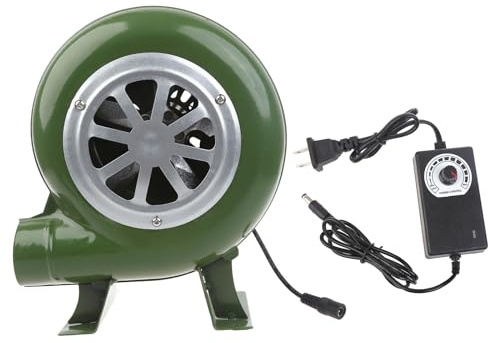 QUETHEDS Electric Blower Fan BBQ Fan 100v 220v Suitable For Barbecue Mini Blacksmith Forges Blower With Speed Adapter AC100-240V BBQ Blower 200w Mini Blacksmith Forges Blower With Duct Portable (80W)