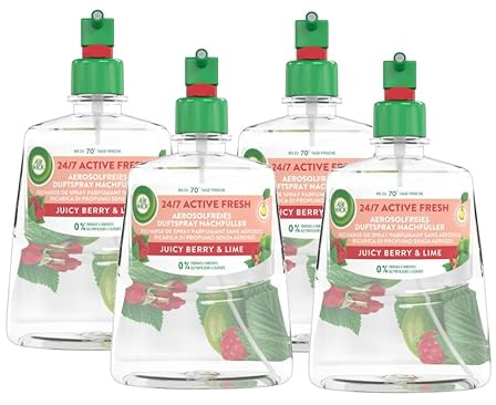 Air Wick Active Fresh Aerosolfreies Automatisches Duftspray Nachfüller Juicy Berry & Lime 4 x 228ml