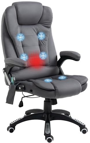 Vinsetto Bürostuhl mit Massagefunktion Samtoptik Chefsessel Cremeweiß | Heizfunktion, Liegefunktion, Wippfunktion, Ergonomisch, Höhenverstellbar, 360° Drehbar, Computerstuhl, Seitentasche