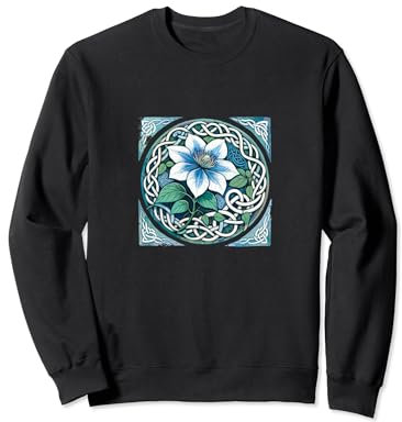 Blue Clematis Art Flower Garden Design Clematis Vine Sweatshirt