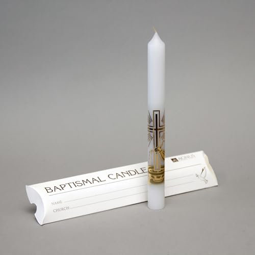 Pure White Baptismal Candle – Single Candle in Writable Presentation Box | Ideal for Baptism, Christening, and Religious Celebrations
