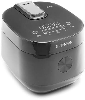 GreenPan Carb Reducing Electric Rice Cooker, 4 Cups Uncooked/8 Cooked Rice, 10 Presets, LED Display, Healthier Meals, Delay Timer, Bowl
