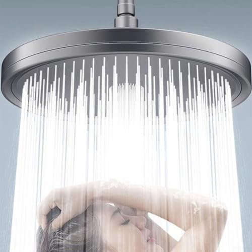 Grand pommeau de douche à effet pluie, 6 modes, pommeau de douche haute pression, grand débit, doux et confortable, pommeau de douche à grand panneau (gris)