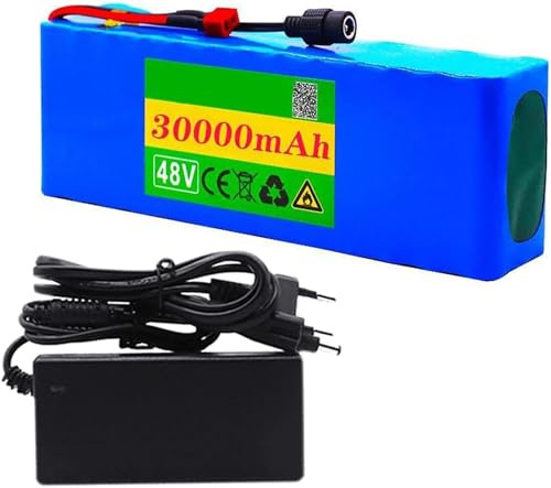 48V batteria agli ioni litio, 48V 30Ah 13S3P batteria scooter elettrico, con BMS + 54.6V caricabatterie,E-Bike Electric Bicycle Scooter T