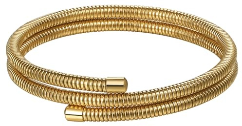 JewelryWe Schlangen Armreif Damen Elastisch: Edelstahl Stretch Armband Elastisch Schlangenarmband Manschette Armspange für Frauen Mädchen 8/10/12/20mm Breite Gold/Silber