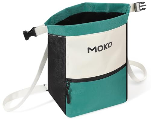 MoKo Chalk Bag für Klettern, große Kapazität Klettern Chalk Bag mit magnetischen Snap und Reißverschlusstasche, tragbare Kreide Eimer für Klettern, Gewichtheben, Bouldern, Gymnastik, Fitness, Grün