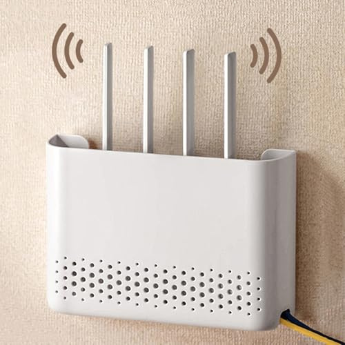 PZPIUGY Kabellos WiFi Router Aufbewahrung Boxen Kabel Draht Halterung Wand Behang Stecker Brett Aufbewahrung Regal Router-Regal Wandmontage WLAN-Router(30X6X22cm)