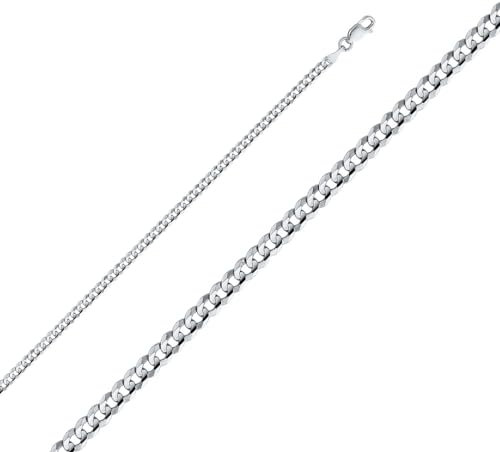 JewelryWeb 14 Karat Weißgold, Komfort-Panzerarmband, 3,1 mm, konkav, 18 cm, Gliederarmband für Damen