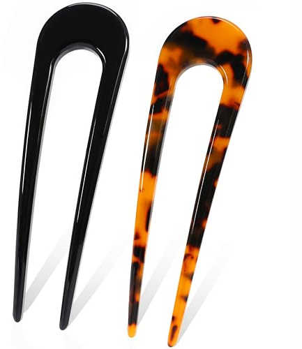 FSMILING 2 Stück französische Haarnadeln French Pin Twist Chignon U-förmige Haarnadel für Frauen feines dickes Haar