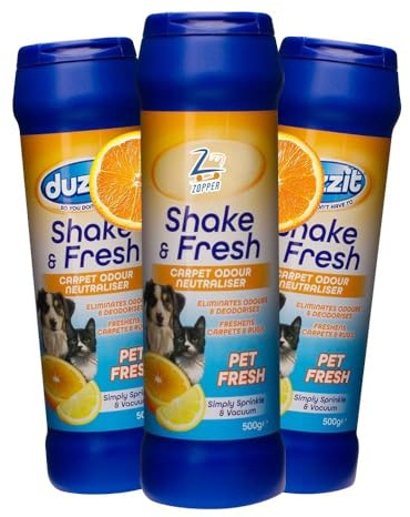 Zopper Carpet Odour Neutraliser Powder, 3 x 500g Pet Fresh Lemon Scent | Shake & Fresh, Eliminates Dog, Cat & Urine Smells, Rug Deodoriser