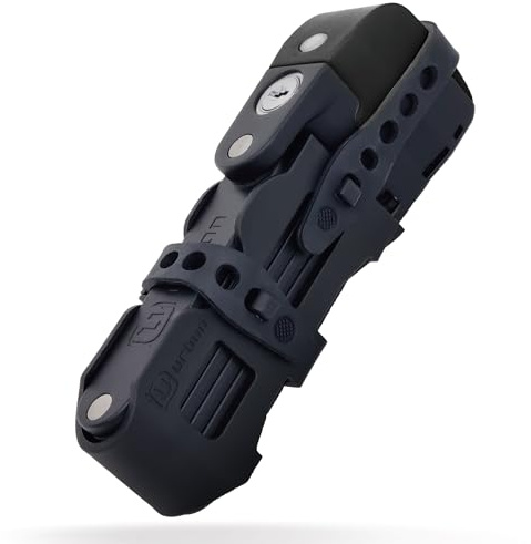 URBAN UR476B Innovativo Lucchetto Bicicletta Senza e Allarme 120dB Hi-Tech, Lucchetto Bicicletta Pieghevole 2in 1 Sicuro, Supporto Più Funzionale e Trasporto Senza Rumore, Antifurto Bici Monopattino