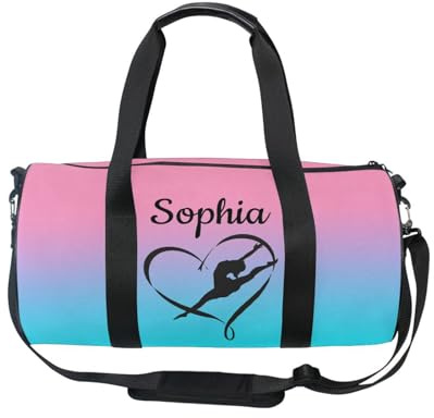 Sac de gymnastique personnalisé pour filles - Sac de gym pour enfants - Sac de danse - Sac de rangement d'équipement de gymnastique - Cadeaux de gymnastique personnalisés pour la gymnastique - Bleu