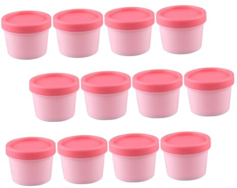 IWOWHERO 12pcs Refillable Face Cream Containers 100g Pink Facial Mask Jars Inner Lids Travel Dispense Containers for Skincare Storage