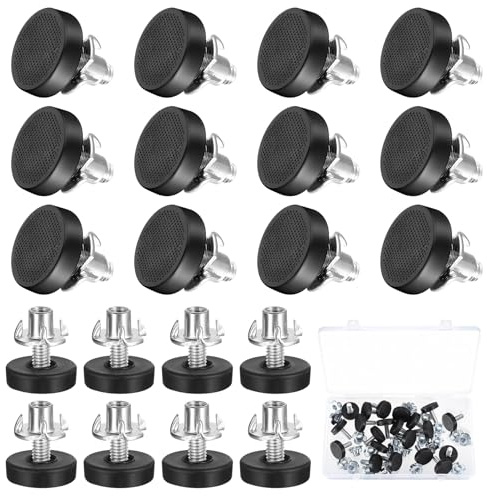 20 Set Pied de Meuble Reglable, Pieds de Nivellement Meuble Réglable Filetage M6x22mm, Pied de Nivellement, Pieds de Meubles Réglables, Patin de Chaise Armoires Tables a Visser, avec écrous en T