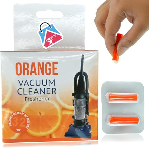 Vacuum Cleaner Fresheners 32PCS Orange Scent Sticks, Long Lasting Hoover Air Freshener Capsules Odour Eliminator, Universal Fit Vacuum Deodoriser for Pet Hair Dust & Smells