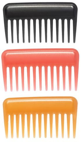 KEQAR 3 Stück Breiter Kamm Locken, Lockenkamm Frauen Grobe Zahnung Haarkämme Breit Antistatischer Kamm Afro Strähnenkamm Breiten Zähnen Styling Kamm Grober Kamm（Drei Farben）