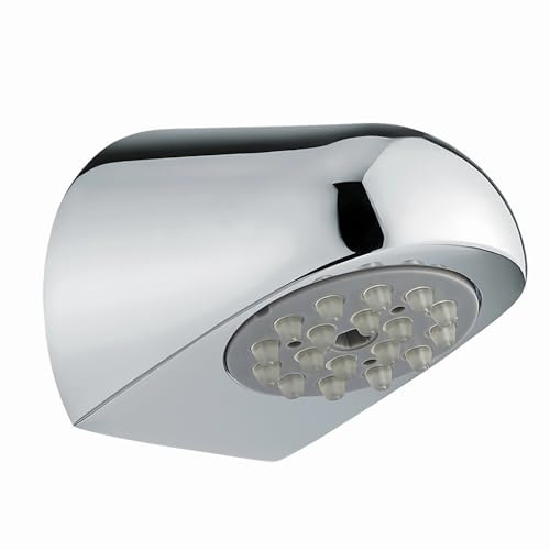 Daloual - Vandalismussicherer Duschkopf mit Antikalkdüsen, Brausekopf, Kopfbrause, Wandmontage, massiv, schwere Ausführung, Messing verchromt - ideal für öffentliche Duschen & Sanitäreinrichtungen