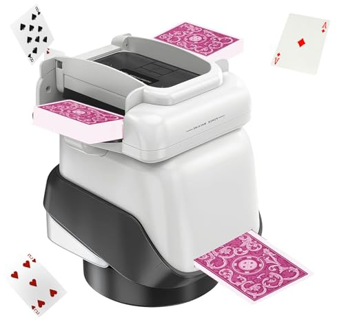 Zenselect Automatischer Karten Austeiler, Automatischer Kartenmischer Elektrisch Kartenmischmaschine für 1-4 Deck, 2000mAh Geräuscharm Wiederaufladbar Kartenmischer für Poker, Blackjack, Texas Holdem