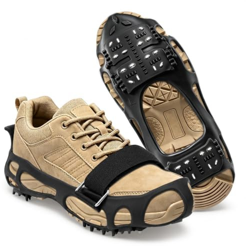 Ehanfus Spikes für Schuhe, Schuhspikes, Steigeisen mit 24 Metallkrallen, für Bergschuhe Schuhe Klettern Bergsteigen Winter Outdoor,Winter Damen Herren