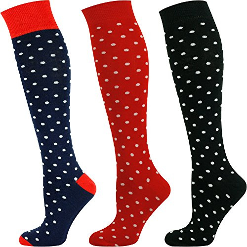 Mysocks Calze unisex con pois alti fino al ginocchio Selezione punto 3 coppie