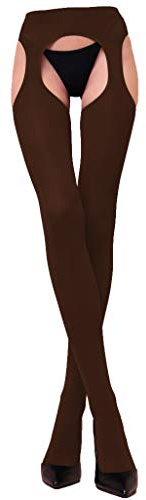WOOTI TIGHTS Strip Panty MESSICANA M-L MARRONE Microfibra 100 den, Calza Collant Sexy, Elegante, Morbido, Caldo, Adatto alla stagione Invernale, Resistente