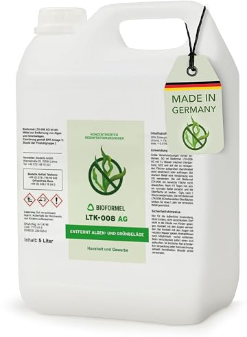 BIODELTA LTK-008 Grünbelagentferner 5 L - Hochkonzentrat - Grünbelagentferner & Algenentferner Konzentrat - Für Stein, Holz, Fassaden & Kunststoff - mit Langzeitschutz