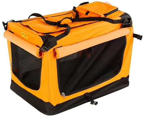 Hundetransportbox 102 * 69 * 69cm 3XL, Hundebox, Faltbare Transportbox, Autobox, Hundetasche,Box für Hund und Katze COOL PET (orange)