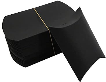 100 Stück Kissen Schachtel Geschenkverpackung Boxen Faltschachtel Hochzeits Süßigkeiten Boxen Schmuck Schachtel für Hochzeiten Schwarz