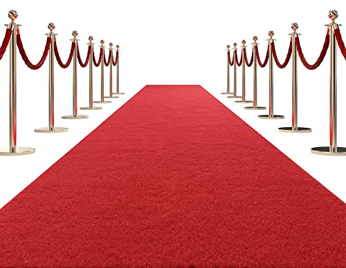 HOMBYS 450 GSM Extra Thick 3x10 ft Red Carpet Runner for Partys & Events, Heavy-Duty Felt Aisle Runway Rug for Steps, Prom Proposal & Wedding Ceremony Decorations, Hollywood Oscars for VIP Awards